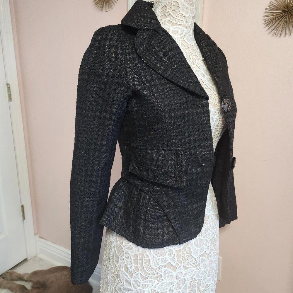 NWT Nicola Bertti black metallic jacket blazer unique style love this M
